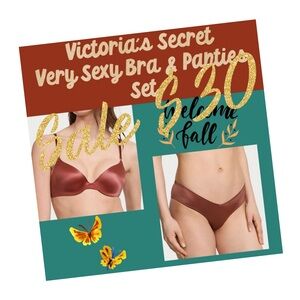 Victoria's Secret Very Sexy Push Up Bra & Thong Panties Set - Clay- 34DD/M *NWT*